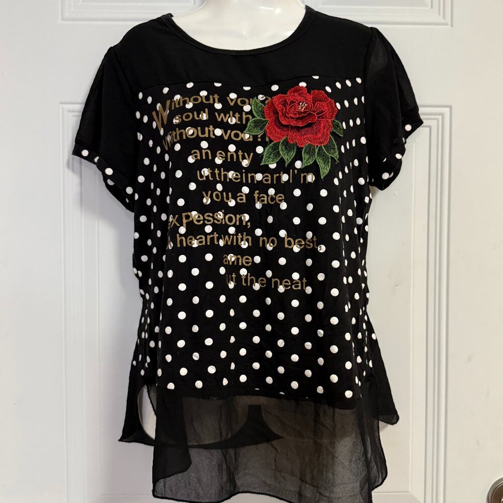 Unbranded Blouse Romantic French Style Inspirational Whimsygoth Rose Accent